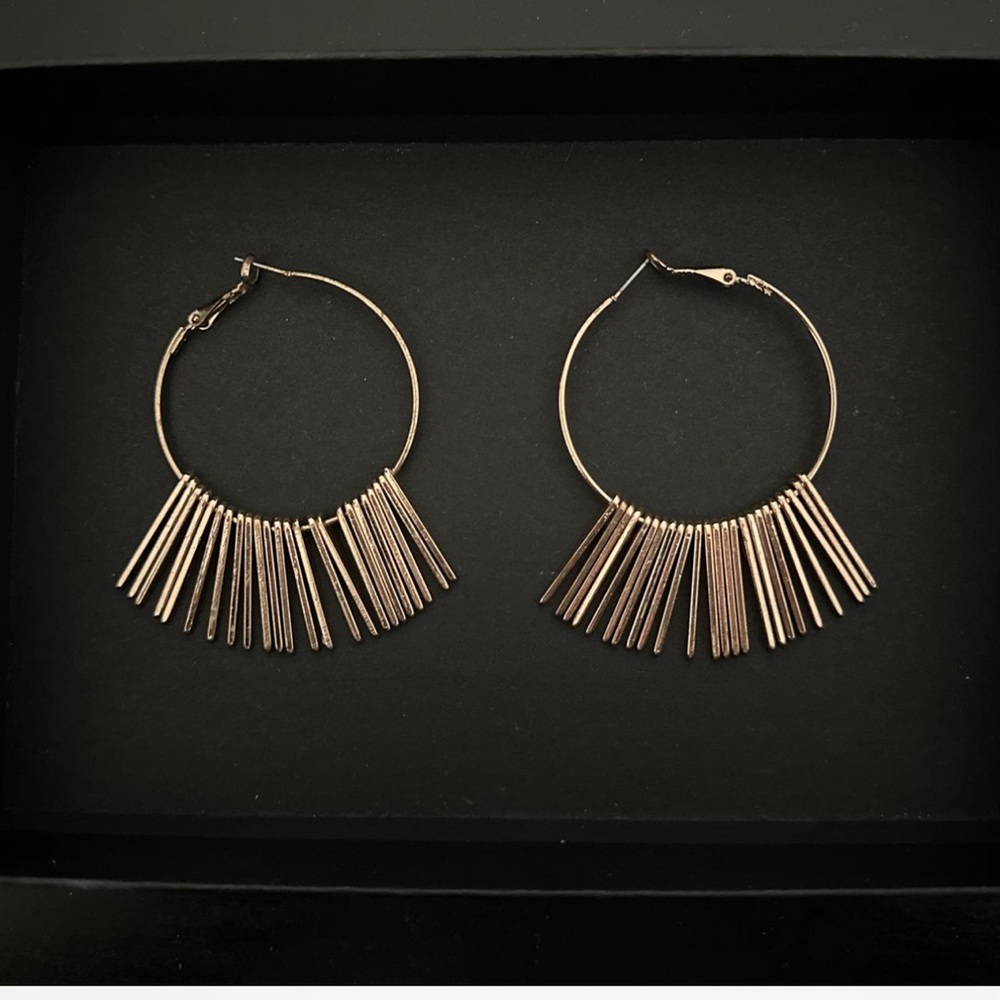 Aldo Gold Fringe Hoop Earrings